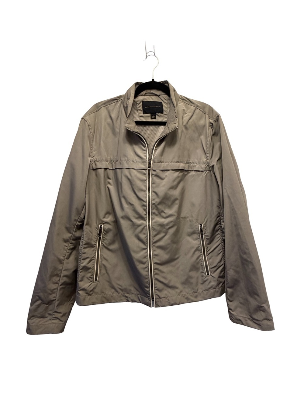 Banana Republic Lightweight Utility Jacket Taupe Gray Womens L Full Zip